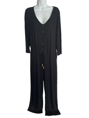 Nuevo con etiquetas Mono Spense Negro Manga Larga Cordón Cintura Henley Mezcla Viscosa XL Foto 1 de 4