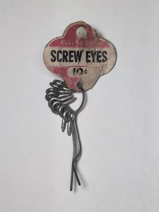 Vtg Hardware Bull Dog brand Screw Eye Hooks w/  retail tag - No 21 4 1/2 Boston - Picture 1 of 3