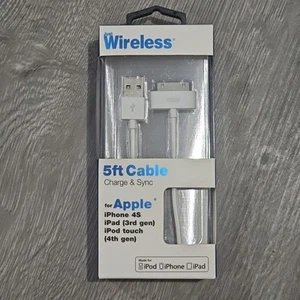 Just Wireless-5 ft Cable Charge & Sync, 30 pin for Apple to USB Charging Cab NIB - Picture 1 of 3