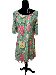 Simply Southern leichtes Kleid Glockenärmel U-Ausschnitt Quaste Schildkröte Medium - Bild 1 von 6