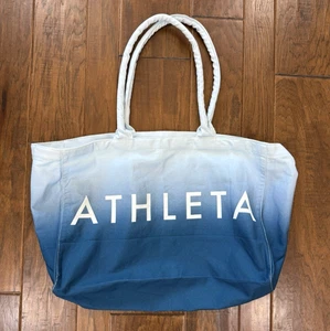 Athleta Tote Bag Gym Blue Ombre Large Canvas Shopping Bag 17.5X13 Travel Open - Picture 1 of 5