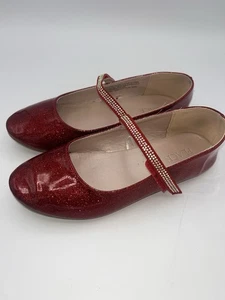 Childrens Place Red Girls Jeweled Ballet Flats Size 2 Please Rd Description - Picture 1 of 7
