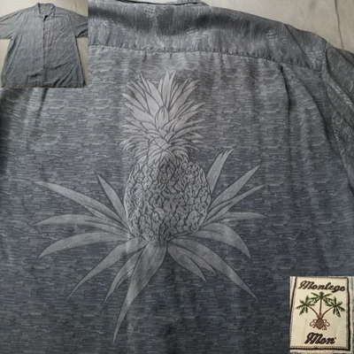 Montego Mon Men Silk XL Hawaiin Pineapple Short Sleeve Shirt Swinger Signal BDSM - Image 1 of 4
