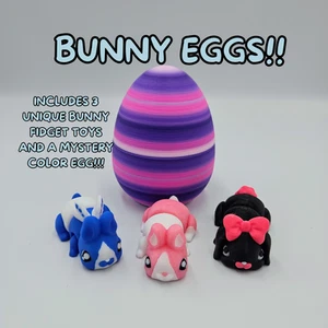 Bunny Egg With 3x Bunny Articulating Fidget Toys - Picture 1 of 11