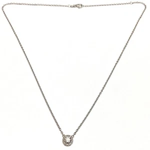 14K Sold White Gold .50ctw Natural Diamond Halo Necklace 18” or 16” 2.1g - Picture 1 of 6