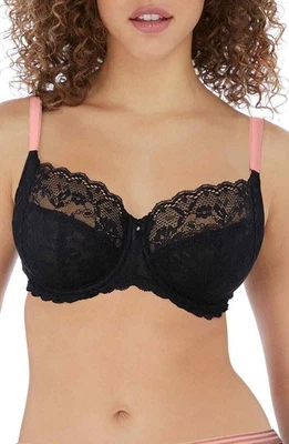 Freya 5451 Offbeat Underwire Side Support Bra US SZ 32H Black-Pink - Image 1 of 2