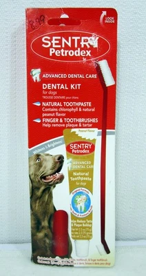 Petrodex Dental Care Kit Toothbrush Toothpaste Peanut Flavored for Dog Treats - Image 1 of 4