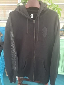 Black Zip Up Hoodie W Futuristic Abstract Face Logo Sz XXXL Independence Company - Picture 1 of 9