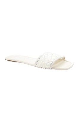 Sandalias de encaje Stuart Weitzman para mujer punta cuadrada abierta blancas talla 8 Foto 1 de 4