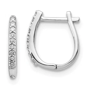 14k White Gold Diamond Hinged Hoop Earrings 0.86gm L-12 mm, W-10 mm for Mom - Picture 1 of 4