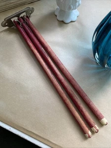 Primitive Vintage Red Paint 3 Rod Swing Arm Towel Rack Wall Mount 12" - Picture 1 of 8