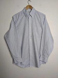 Brooks Brothers Regent Shirt Mens 16 - 34 White Blue Striped Business Dress - Picture 1 of 11