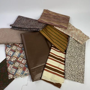 Crafter’s And Quilter’s Lot 5 Lbs Vintage Fabrics Brown Remnants & Fat Quarters - Picture 1 of 12