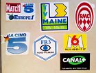 lot 7 Autocollant TV radio FR3 canalplus lacinq M6 europe1 Paris Match vintage