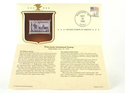 Wisconsin Statehood 1948 Stamp Historic Stamps America Commemorative Cover MNH - Image 1 of 4