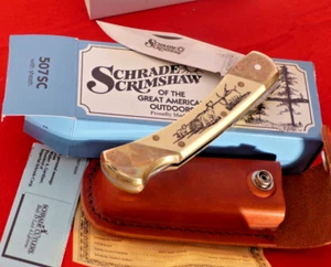 Schrade Scrimshaw USA 5" Closed 507SC Lockback Lock Blade Knife NEW OLD STOCK - Picture 1 of 4