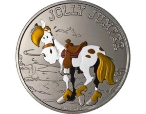 Mini Gedenkprägung Lucky Luke  -- Jolly Jumper/Pferd -Kupfer Nickel Farbveredelt - Bild 1 von 3