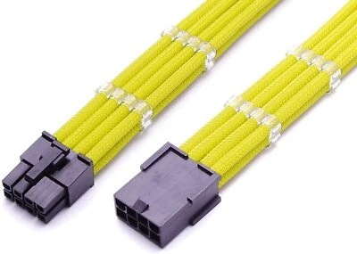 8 Pin PCIE GPU 30cm Yellow Sleeved Extension Cable Shakmods + 2 Cable Combs - Image 1 of 3