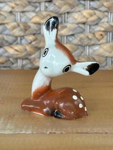 "Estatuilla vintage Kitsch ciervo cervatillo ojos grandes antropomórficos H: 3,5"" Derpy" - Imagen 1 de 6