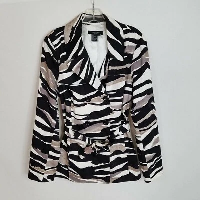 Sandro Sportswear Womens Zebra Print Button Tie Front Jacket Size M Medium S425P — 第 1/4 张图片