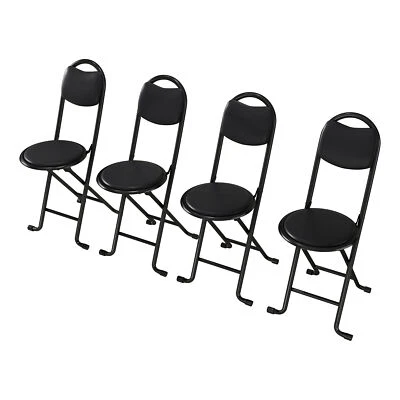 4 Set Folding Bar Stools W/ Back PU Leather Foldable 17" Height Counter Chairs - Image 1 of 4