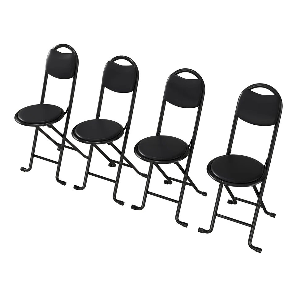 4 Set Folding Bar Stools W/ Back PU Leather Foldable 17" Height Counter Chairs - Image 1 of 4