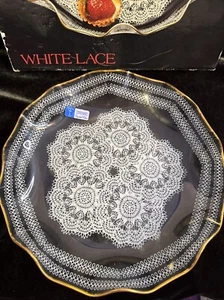 Weiße Spitze Kristall 11" runde geriffelte Schüssel NEU OS #201140-GB von Crystal Clear - Bild 1 von 3