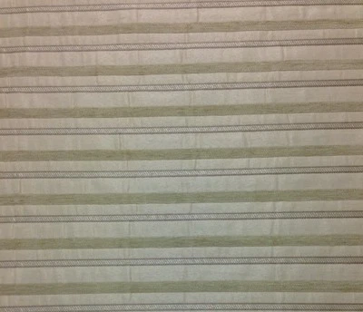 KASLEN CHENILLE STRIPE NATURAL DITZY HEAVY UPHOLSTERY FABRIC BY THE YARD 57"W - Image 1 of 4