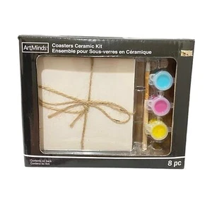 ArtMinds Ceramic Coaster Kit 8 Piece DIY Paintable Coaster Kit - Picture 1 of 9