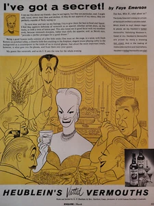 1956 Esquire anuncio anuncio HEUBLEIN's Vermuts Al Hirschfeld Faye Emerson - Imagen 1 de 1