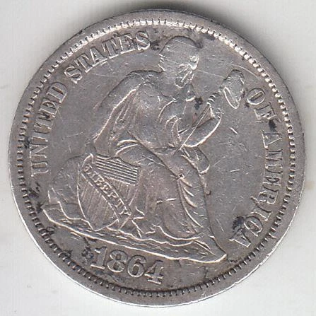 JUST REDUCED!! # 2 BETTER DATE 1864-S SEATED DIME XF DETAILS Cover