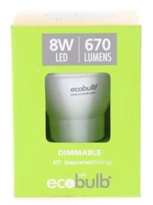 ECOBULB - LED 8W Reflector Light 650 Lumens DIMMABLE B22 - 4 x Bulbs - FREE POST - Picture 1 of 3
