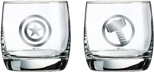 Marvel Avengers “Capitán América y Thor” 2pk 10oz. Juego de vasos de whisky - Imagen 1 de 4