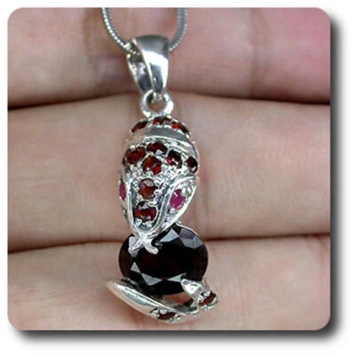 Ciondolo Cobra Granato & Rubino Argento - Immagine 1 di 2