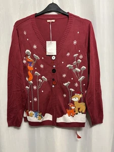 @12 Joe Browns Sz 18 Festive Quirky Knit Xmas Cardigan Nwt - Picture 1 of 3