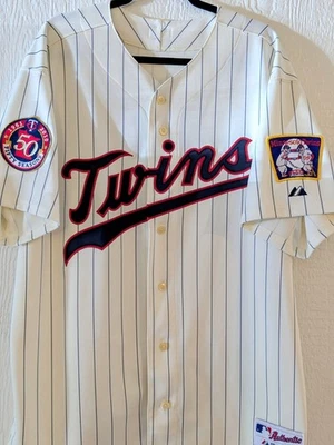2010 Minnesota Twins Majestic Athletic Authentic Retro Home Jersey Mauer - Image 1 of 4