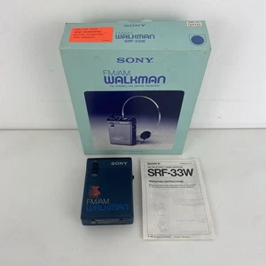 Sony Walkman AM / FM Radio Boxed Vintage SRF-33W Blue Portable  - Picture 1 of 16