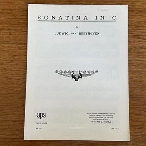 Sonatina in G~Beethoven~1923~Progressive 400 Series~#429~Art Publication Society - Picture 1 of 4