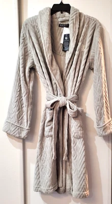 Pijama gris con cuello chal suave para mujer LAUREN Ralph Lauren talla mediana Foto 1 de 4