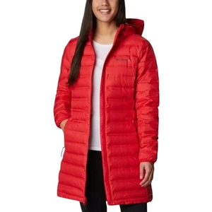 Columbia Lake 22 Down Long Hooded Jacket Puffer Red Lily Women XXL 650 - Picture 1 of 13