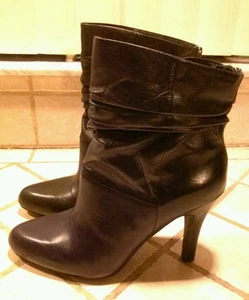 ¡NUEVO! INC Tangy Cuero Negro Fruncido Botas al Tobillo Zapatos 10 - Imagen 1 de 7