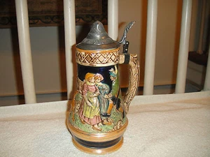 Vintage German Style Stein Laurel Musical Movement Lidded Japan Stein Hunting - Picture 1 of 11
