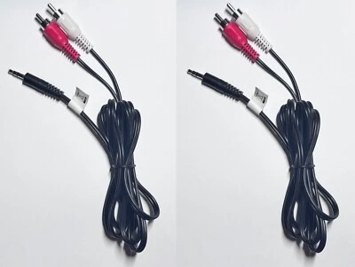 2x 3.5mm Stereo Female Jack to 2 Male RCA to Headphone Plug Adapter Y Cable 5FT - Image 1 of 2