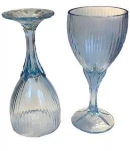 Fostoria Monet Light Blue Water Goblets 7 3/8" - 1985-1986 Set Of 2 - Picture 1 of 1