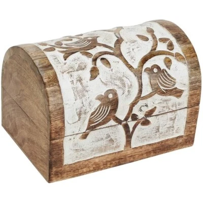 Antique Look Wooden Storage Box with Lid Handcrafted Decorative Jewelry box 9x6 - Image 1 of 4