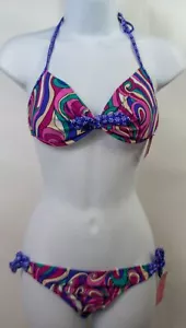 Candie's Purple/Pink/Aqua Multi Color Bikini Top or Bottom Swimwear MSRP $32 - Picture 1 of 7