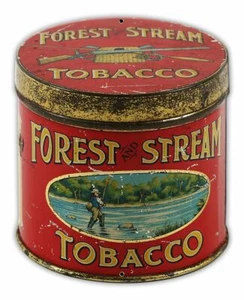 FOREST & STREAM TOBACCO TIN SHAPE 15" HEAVY DUTY USA MADE METAL ADVERTISING SIGN - Picture 1 of 1