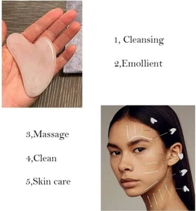 Jade Gua Sha Stone Board Face Massager Tool Natural Facial Scraper for All Skin - Picture 1 of 8