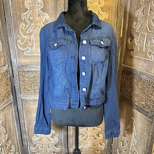 Jessica Simpson Blue Jean Denim Jacket Lightweight Cotton Size Large C12 - Picture 1 of 8