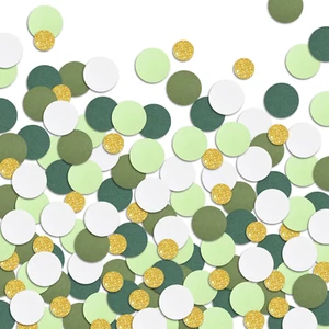 Green Confetti Baby Shower Party Table Decoration Golden Glitter Greenery Paper - Picture 1 of 5